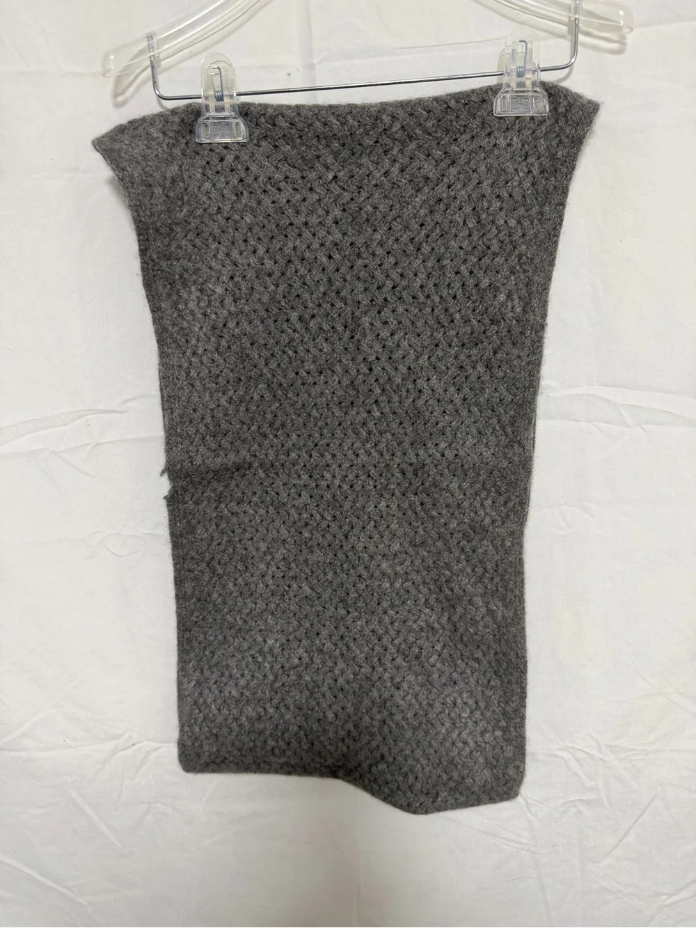 Soft Gray 100% Cashmere Knit Infinity Scarf